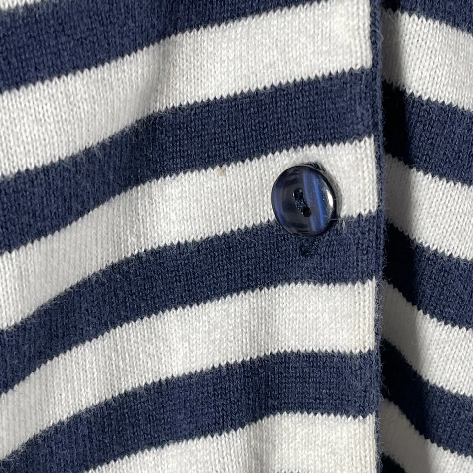 Conjunto de cárdigan y suéter sin mangas a rayas náuticas vintage de hierba limón para mujer talla L Foto 3 de 4