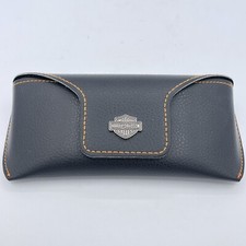 Harley Davidson Motorcycles Glasses Case Black/Orange Stitching Used Cloth