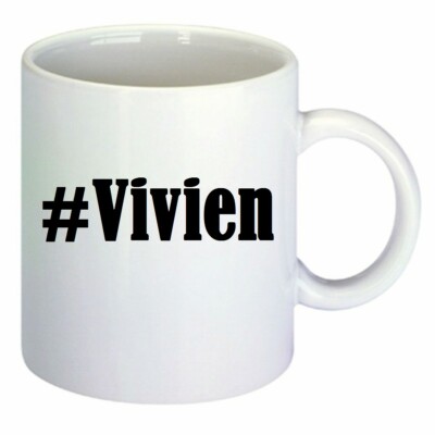 Kaffeetasse #Vivien Hashtag Raute Keramik Höhe 9,5cm in Weiß