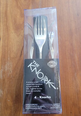 Set Of 4 KNORK Glossy Stainless Steel 7 11/16'' Dinner Forks Knife Hybrid