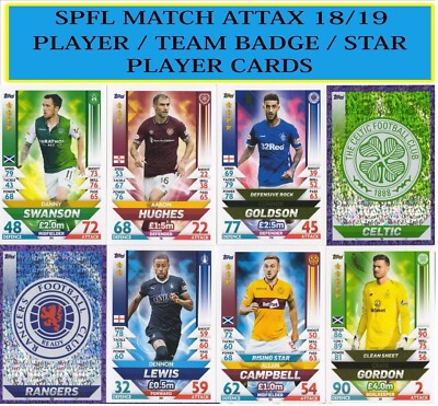 SPFL Match Attax 2018 2019 18 19 Teamplayer, Star Player, Team Badge #217 - 306