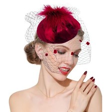   Fascinator Hats 20s 50s Derby Hat Pillbox for Women Tea Party Cocktail H