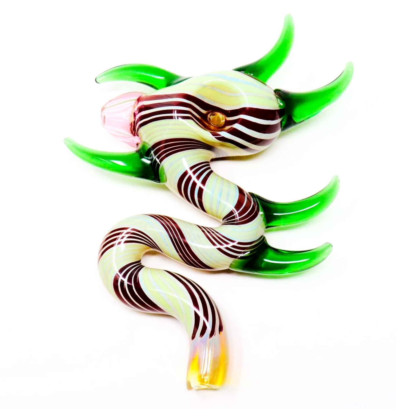 6.5" Spiky Pythone Cane Glass Pipe Tobacco Smoking Hand Pipes Type-B MB-0012