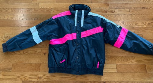 Vintage CB Sports Insulated Mens Winter Ski Jacket Gray/Pink/White XL Thermotech - Picture 4 of 15
