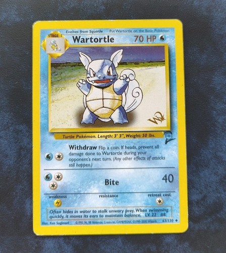 Wartortle 63/130 Base Set 2 Promo W Gold Stamped Pokémon Karte WOTC TCG 1999 MP
