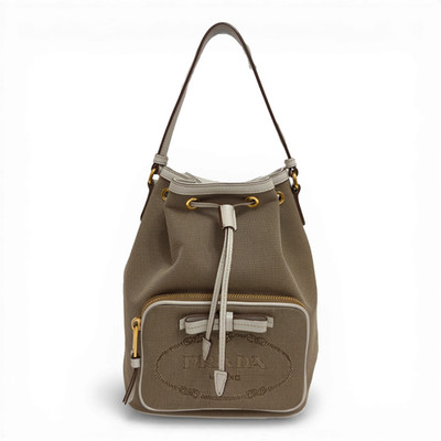 PRADA Canvas Bucket Bag Beige