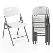 Folding Chairs 4 PCS HDPE Plastic Chairs w/ Metal Frame for Home Office