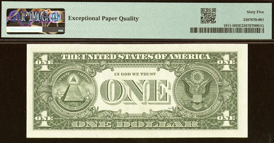 1981 $1 Federal Reserve Note PMG 65EPQ - Birthday - Low Serial Number 00000026 - Image 3 of 3