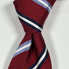 Charles Tyrwhitt 100% Silk Tie Mens Red Navy Stripe Necktie Classic XL Long