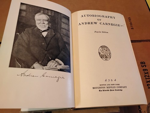 Autobiography of Andrew Carnegie 1920 Houghton Mifflin Hardcover - Picture 2 of 3