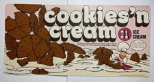 Vintage 1984 Baskin Robbins Cookies Cream Ice Cream Sign 13.5x28