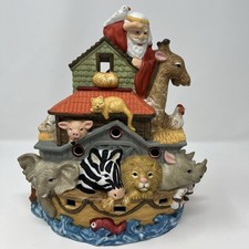 VTG Noah's Ark Handpainted Ceramic Nightlight Light Up Display Animal Figurine