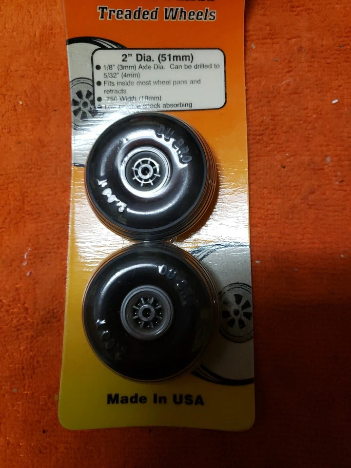 Du-Bro - 2.00" Low Bounce Treaded Wheels - New - Part 200T - Image 3 of 4