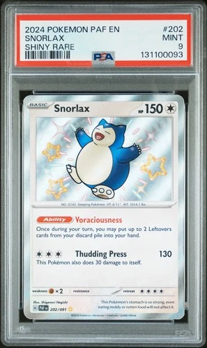 2024 POKEMON PAF EN-PALDEAN FATES SHINY RARE #202 SNORLAX PSA 9