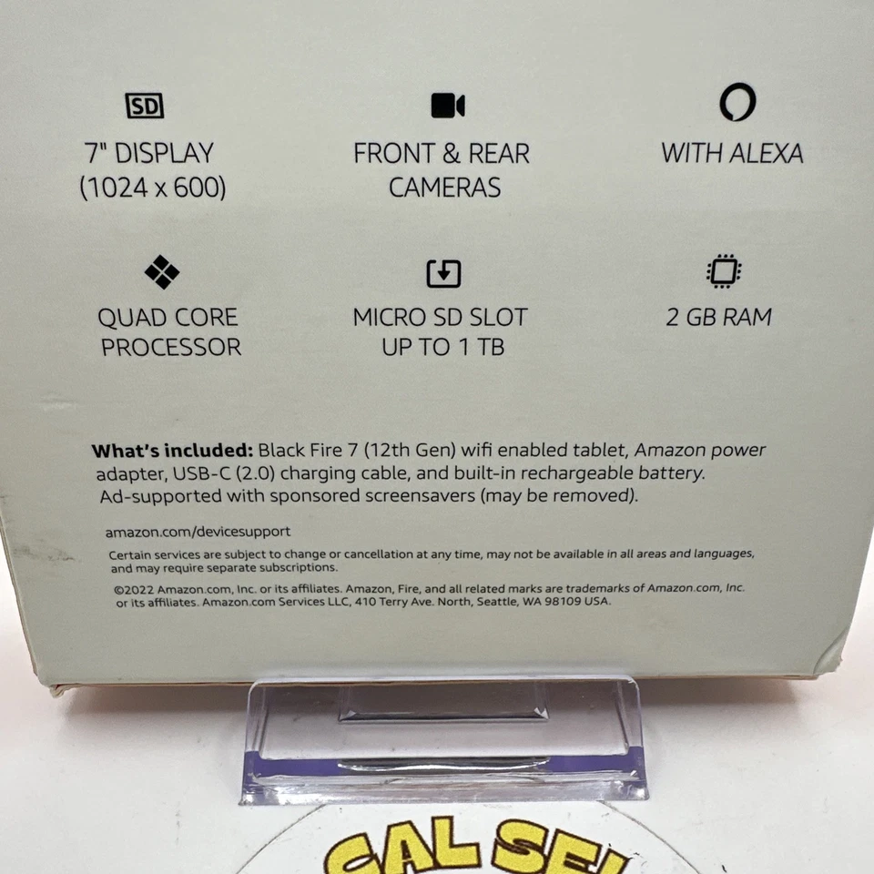 Amazon Black Fire 7 (12th Gen) Wifi Enabled Tablet 16 GB -**AD Supported Sealed - Image 3 of 4