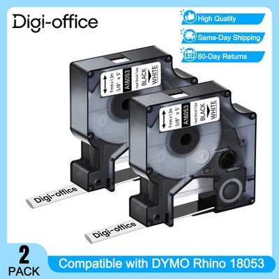 2PK 18053 IND Heat-Shrink Tube 9mm BlackWhite for DYMO Rhino PRO 1000 5000