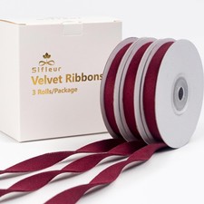 Velvet Ribbon Burgundy 3/8 Inch x 15Yd Double Faced Velvet Ribbon for Gift Wr...