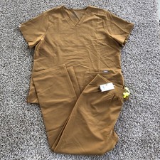 Figs Technical Collection Scrubs Set Womens 2XL Top  Large Pants Mustard Yellow