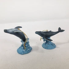 Encore Group 2003 Lot of 2 Ornaments Humpback Whale Swimming & Whale Jumping