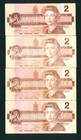 (( FOUR NOTES )) $2 1986 Bank of Canada - Ottawa ** PAPER CURRENCY