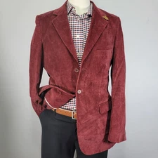 Sean John Men's Corduroy Sport Coat Blazer Three Button Red Size LARGE