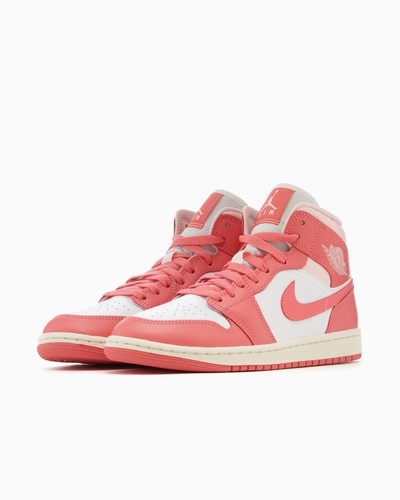 Scarpe Nike Air Jordan 1 Mid da donna taglia 7 rosa fragole e crema BQ6472-186 - Foto 6 di 12