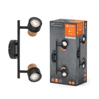 Led Deckenleuchte Wandlampe Decor Spot Kork Schwarz 2 X 3,4W GU10 Schwenkbar
