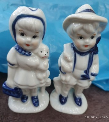 Junge & Mädchen, Porzellan Deko-Figuren, handpainted Delft blue colour, 11,5 cm