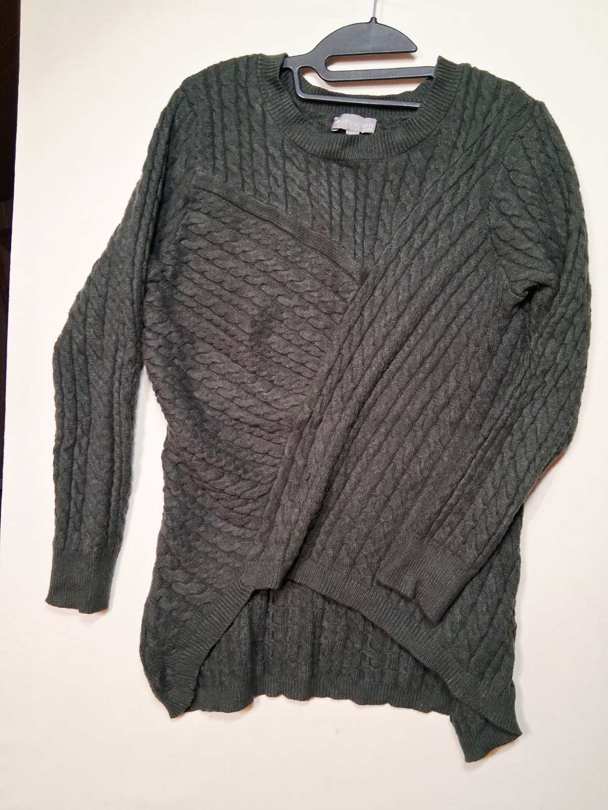Evolution Women’s Gray Cable Knit Asymmetrical Sw… - image 1