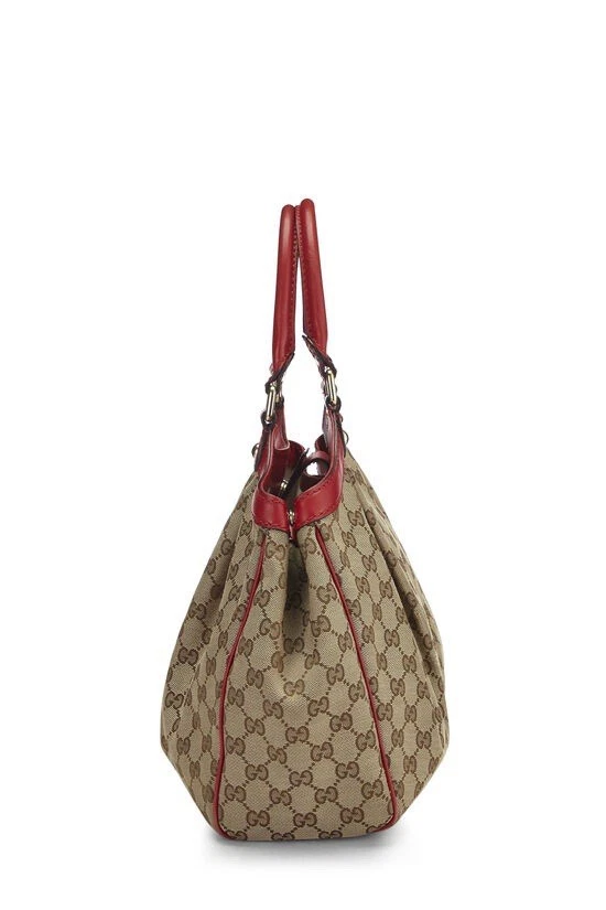 Bolso de Mano Gucci Rojo/Marrón GG Lona y Cuero Mediano Sukey Edición Limitada Foto 2 de 4