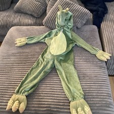 Kids Green Yellow Plush Dinosaur Body Costume Dress Up Size Small 47 in