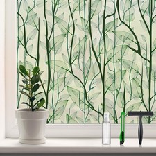 Window Privacy Film Stained Glass Decor Static Cling 35.4" X 118.1" Dark Green