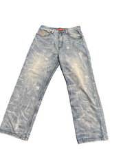 Vintage Rocawear Y2K Baggy Jeans Light Wash Bleach Crinkle Hip Hop Men size 34
