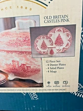 NEW Johnson Brothers Old Britain Castles Pink Tree 12 Piece Set