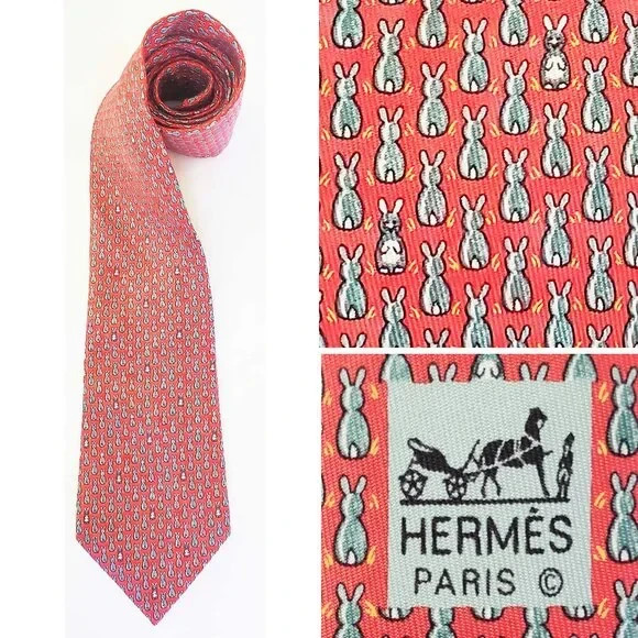 Éternel VINTAGE HERMES ネクタイ赤 H織り柄 中古・古着通販】HERMES (エルメス) ネクタイ/エルメス/7569 SA/総柄