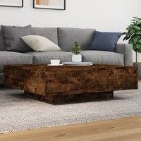 Couchtisch Holz Led Leuchten RäUchereiche 100X100X31 Cm Sofatisch Kaffeetisch
