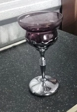 Cambridge & Krome Kraft By Farber Bros.? Purple Glass Cordial With Silver Stem 