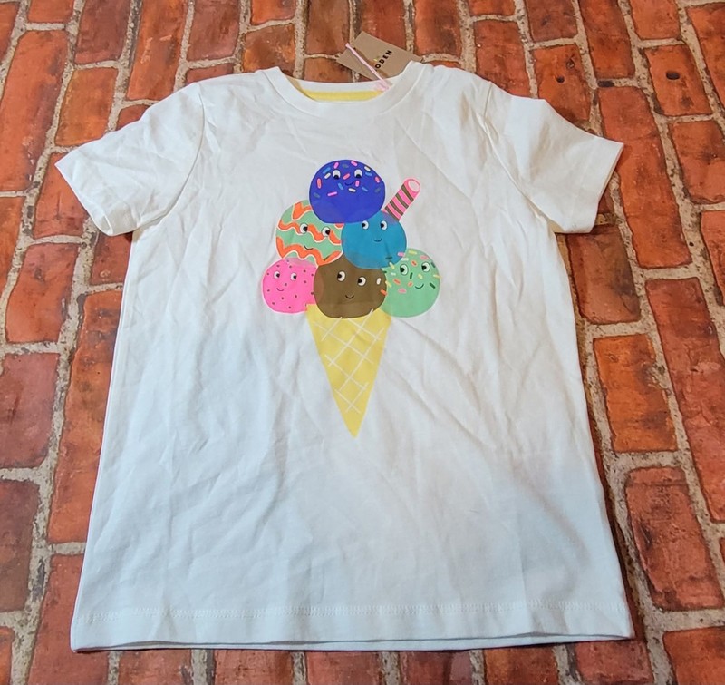 Mini Boden Girls Ice Cream Cone T Shirt Sz 6/7 6 7 Nwt