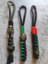 Hand Made Set 3 Pieces Paracord Knife Lanyard with Viking Owl Bear Beads