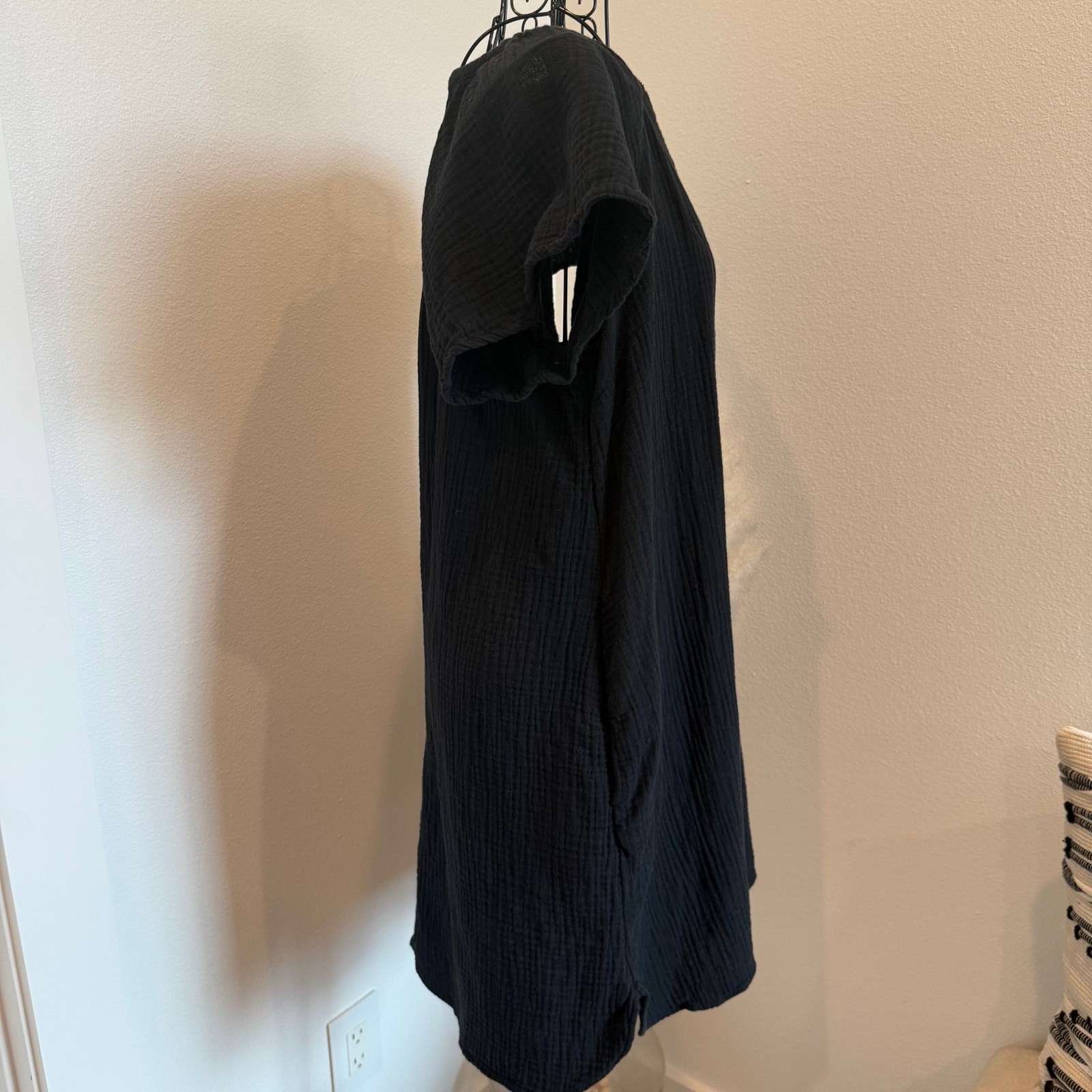 Universal Thread Black Cotton Short Flutter Sleev… - image 3