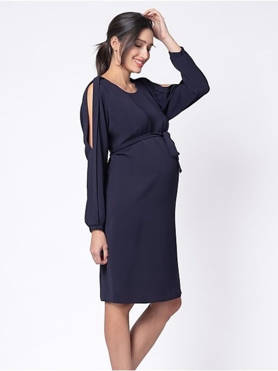 Seraphine Brielle Cold Shoulder Maternity - Nursing Dress Navy Tie-Waist  Size 8 | eBay