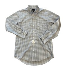 Jos A Bank Traveler Shirt Mens 16 33 Slim Fit Blue Check Button Down Cotton NEW