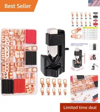 160 PCS Heavy-Duty Copper Wire Lugs Kit with Hammer Crimper Tool - AWG 2-12