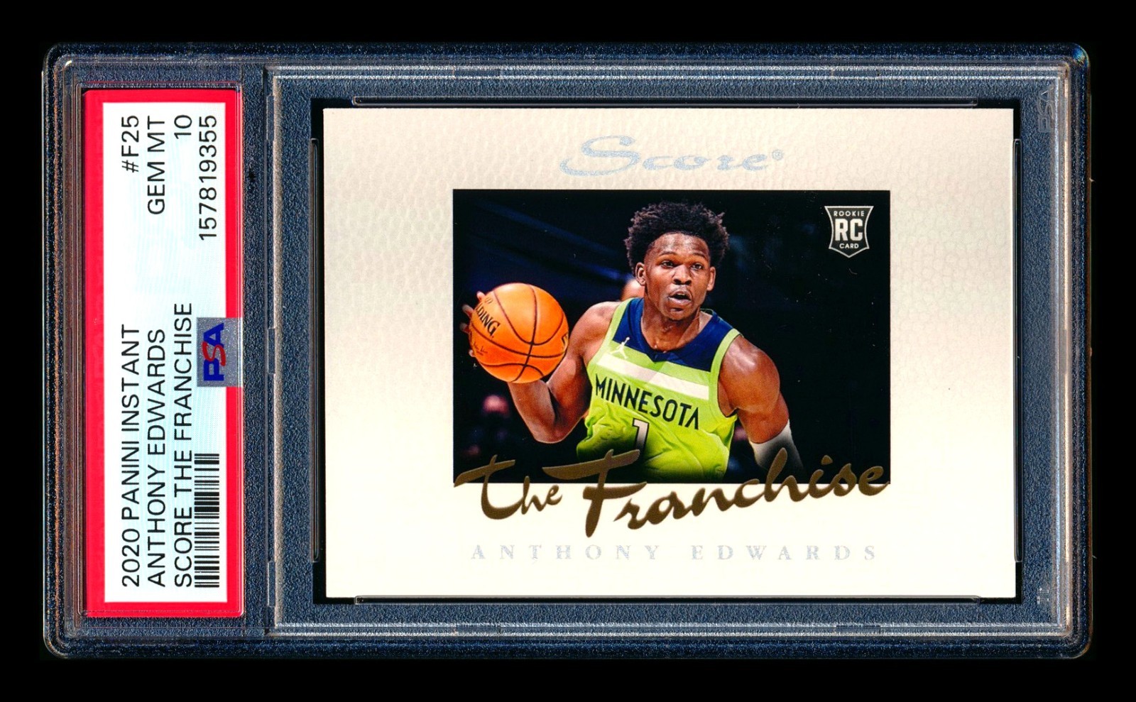 2020-21 PANINI INSTANT ANTHONY EDWARDS RC SCORE FRANCHISE WOLVES ROOKIE PSA 10!