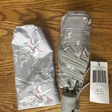 Vera Bradley Mini Umbrella Happy Hummingbirds Automatic and Slipcase RARE NEW