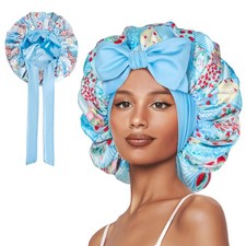 Hair Bonnet for Sleeping Satin Lined Sleep Cap Double Layer Silk Head Wrap fo...