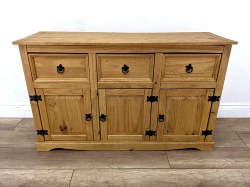 SIDEBOARD Pine Corona 3 Drawer 3 Door Shelved Cupboard FREE DELIVERY