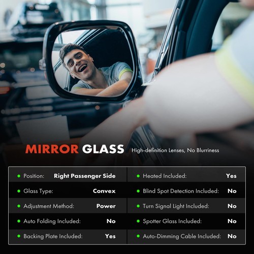 Right Passenger Side Mirror Glass w/Heated for Volvo S60 V60 Cross Country S80 - 第 2/11 張圖片
