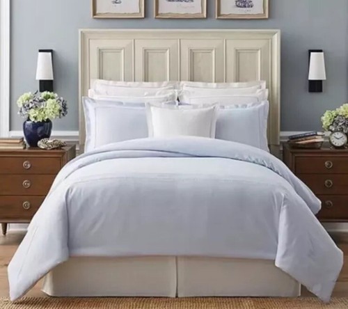 Southern Living Heirloom Sateen Light Blue Queen Duvet Cover & Shams Set 3pc NWT