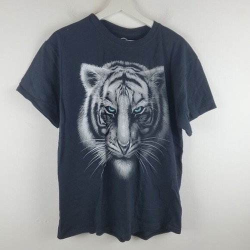 T-shirt DOM adulto grande nero bianco tigre cotone manica corta maglietta grafica casual - Foto 6 di 7